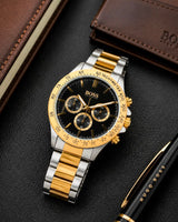 Hugo Boss Chronograph Black Dial Two-Tone Quartz