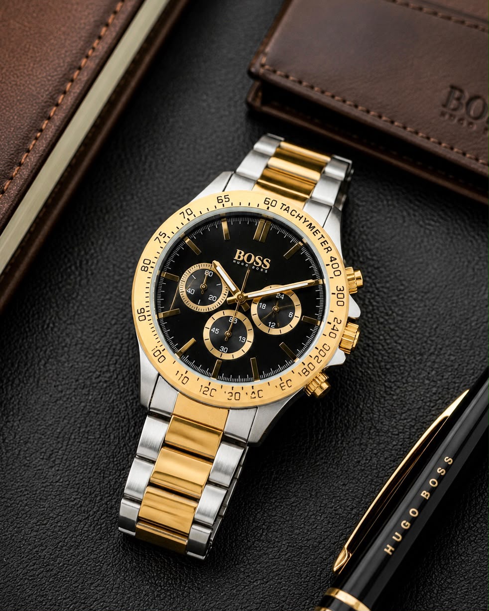 Hugo Boss Chronograph Black Dial Two-Tone Quartz
