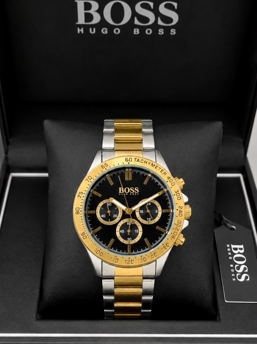 Hugo Boss Chronograph Black Dial Two-Tone Quartz