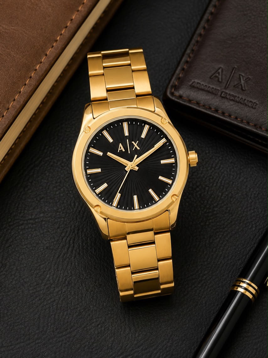 Armani Exchange Gold Black Dial