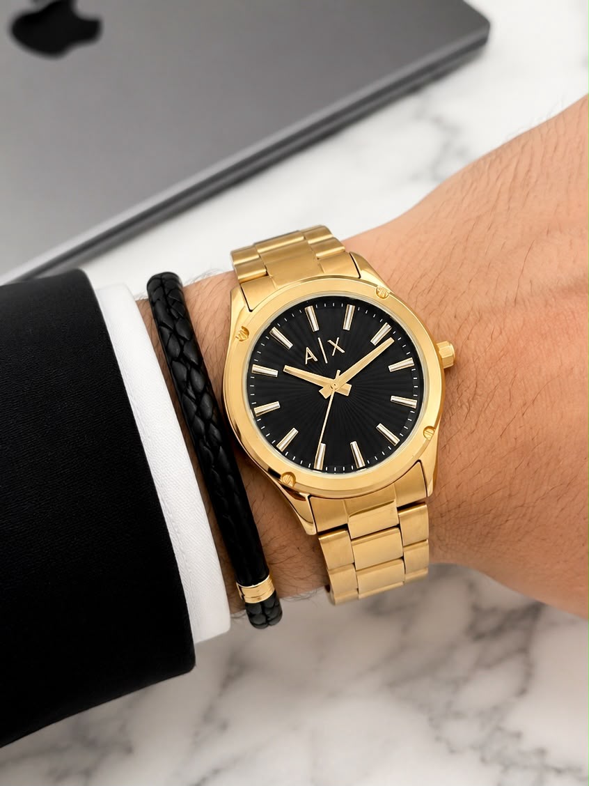 Armani Exchange Gold Black Dial