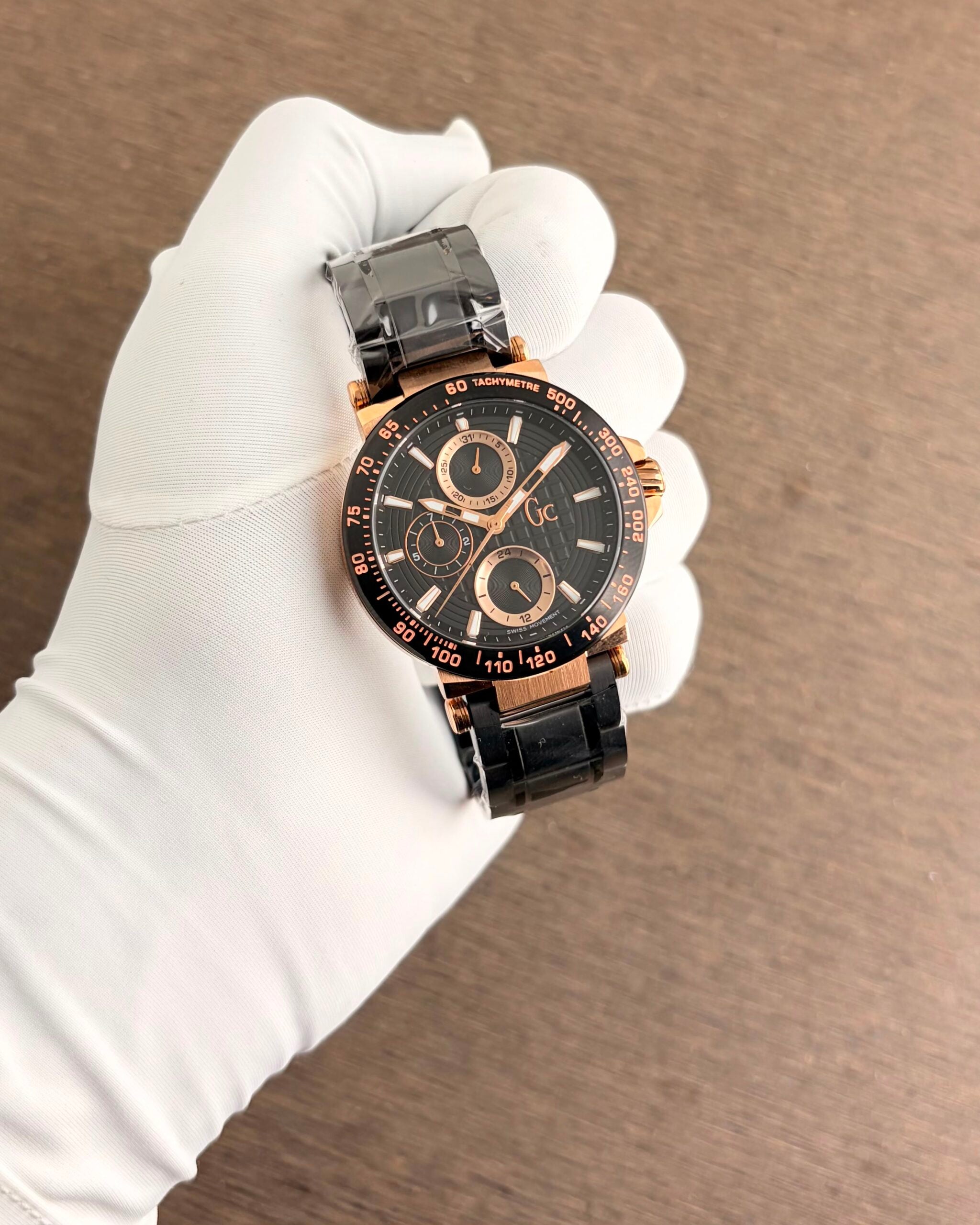 Guess Rose Gold Black Dial Chronograph
