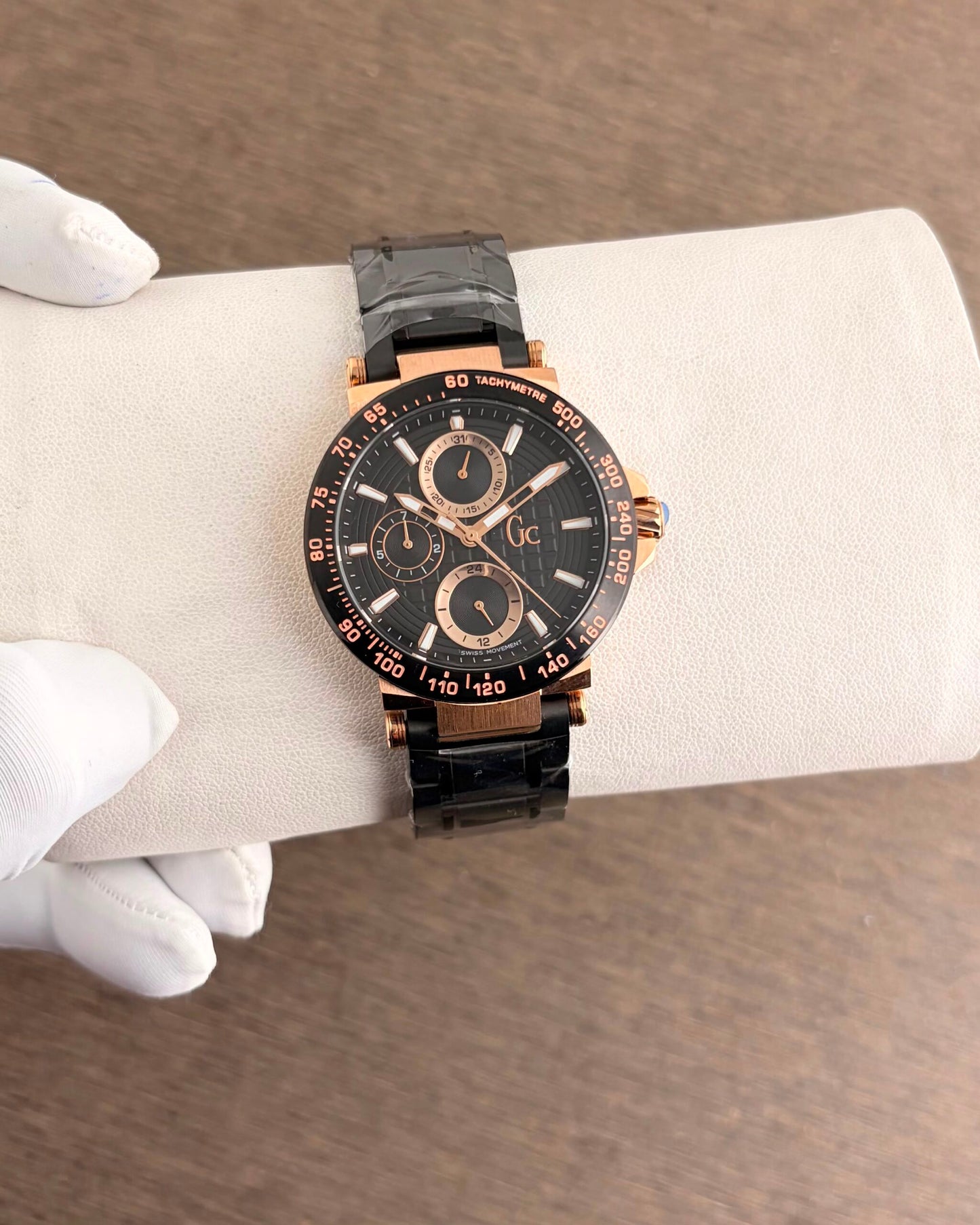 Guess Rose Gold Black Dial Chronograph
