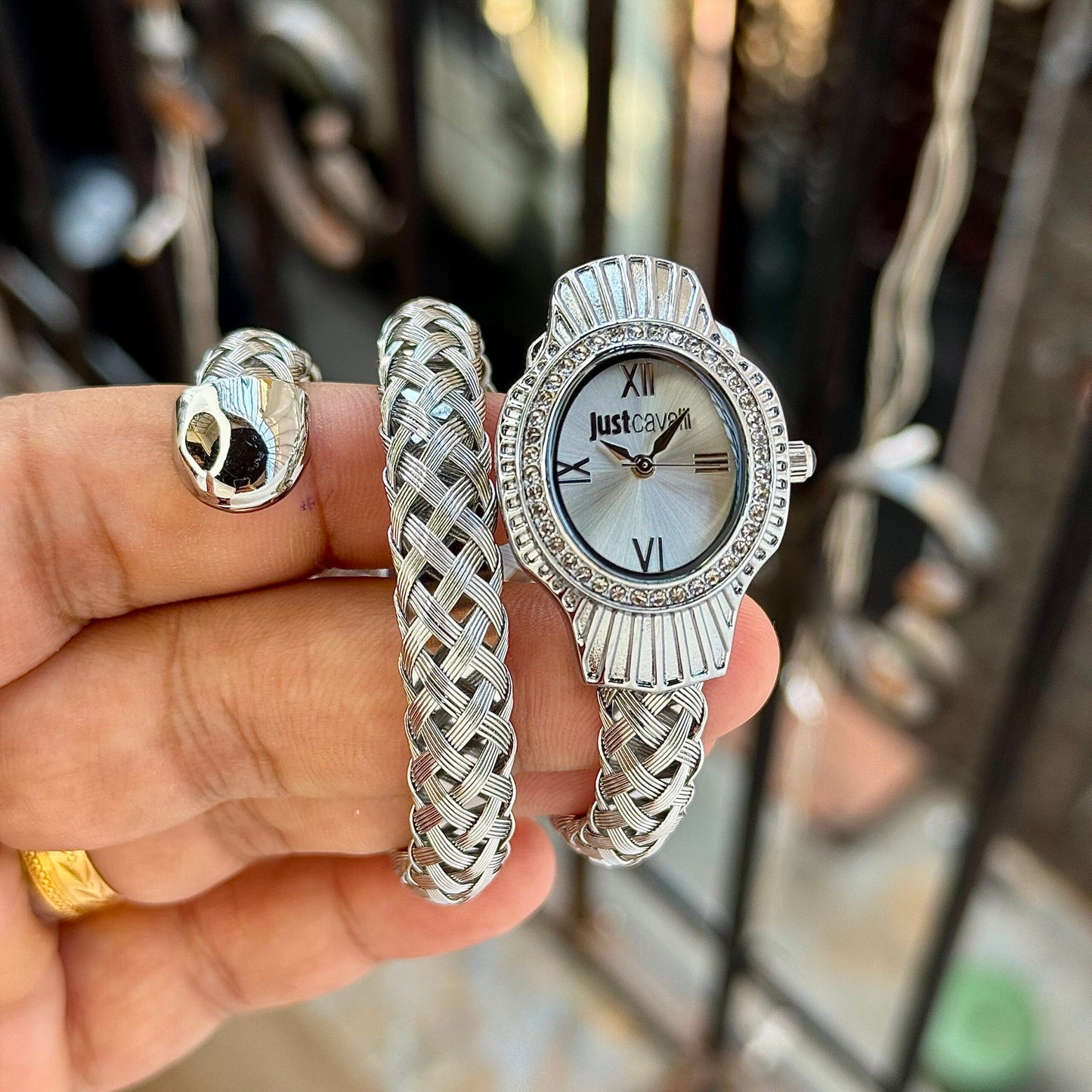 Just Cavalli Twined Coil White Dial Quartz