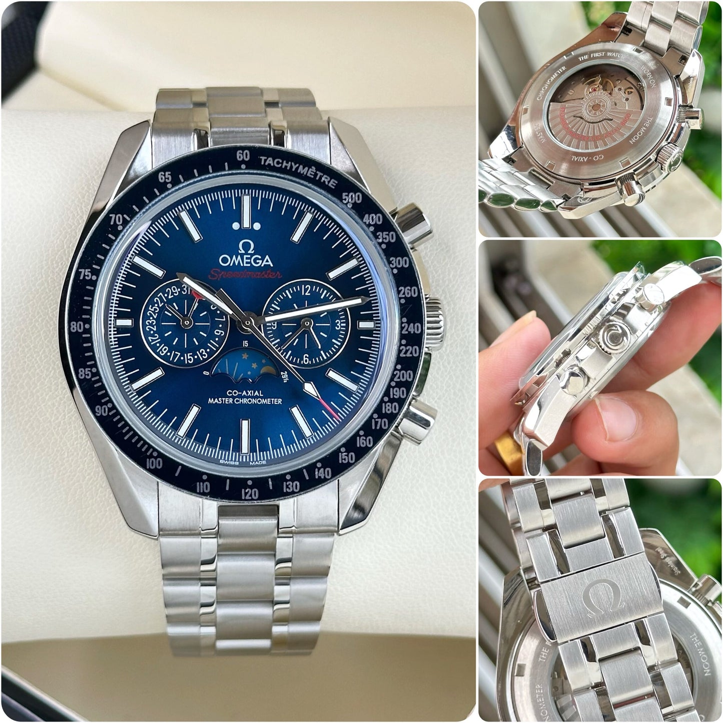 Omega Speedmaster Moonphase Chronograph Blue Dial