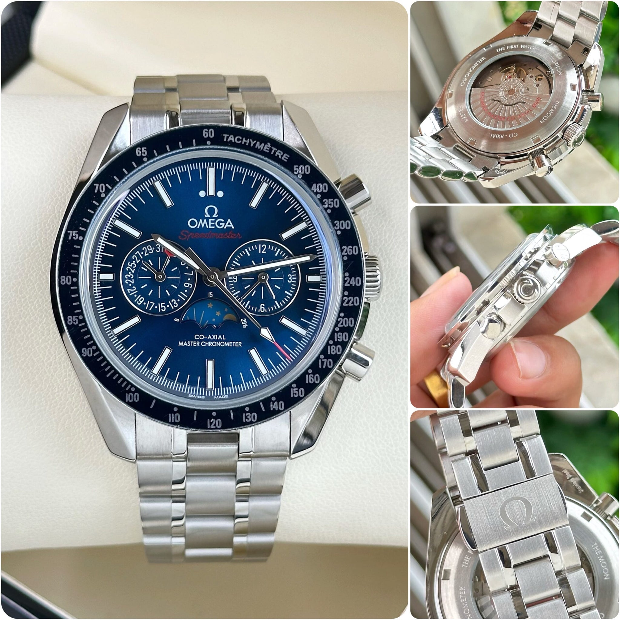 Omega Speedmaster Moonphase Chronograph Blue Dial