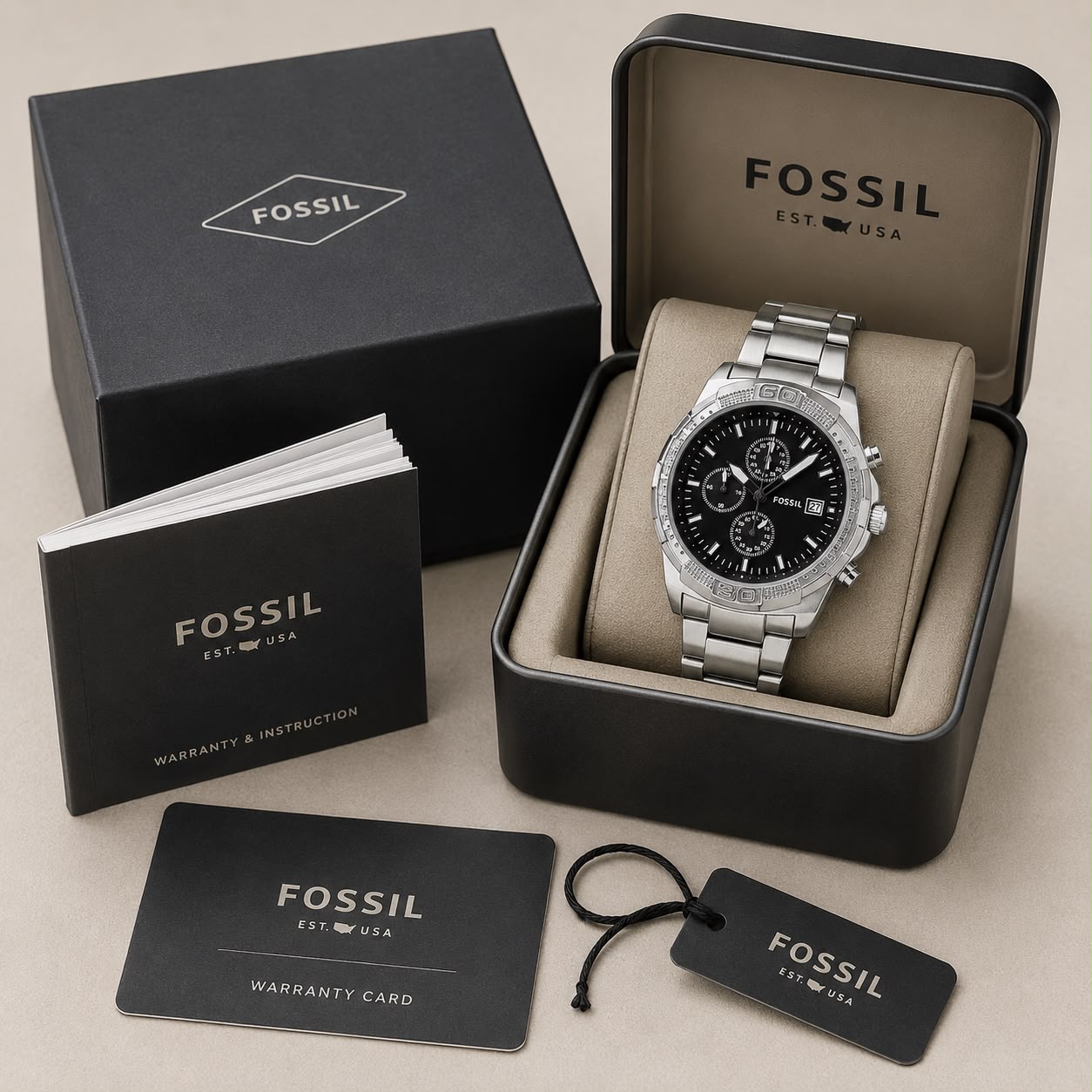 Fossil Bronson Chronograph Black Dial Quartz