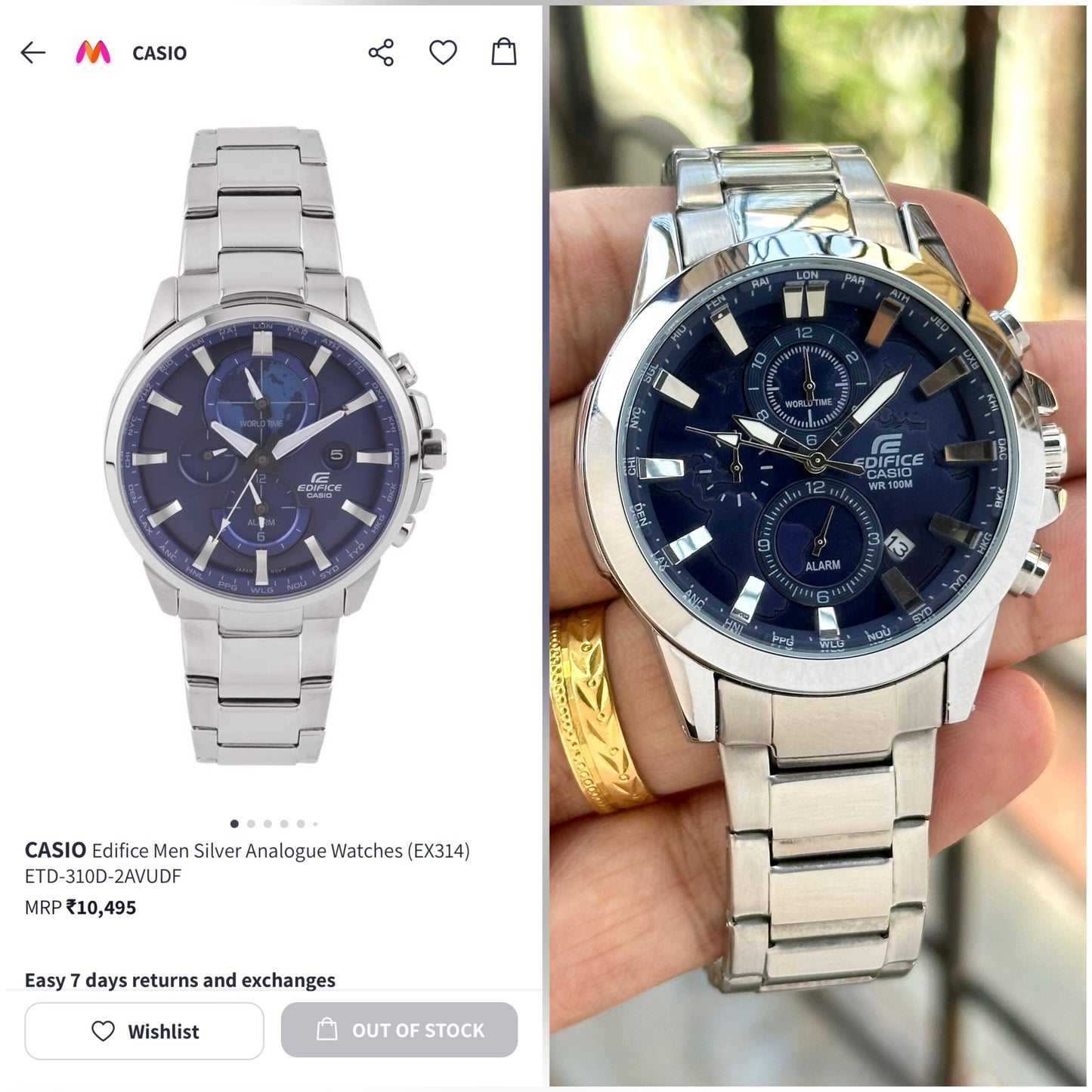 Edifice Casio World Map 43mm Chronograph