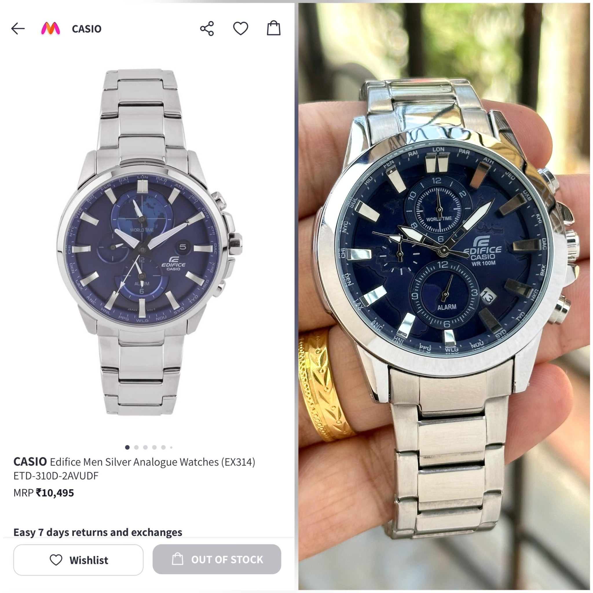 Edifice Casio World Map 43mm Chronograph