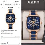 Rado True Square Skeleton Automatic Blue Edition
