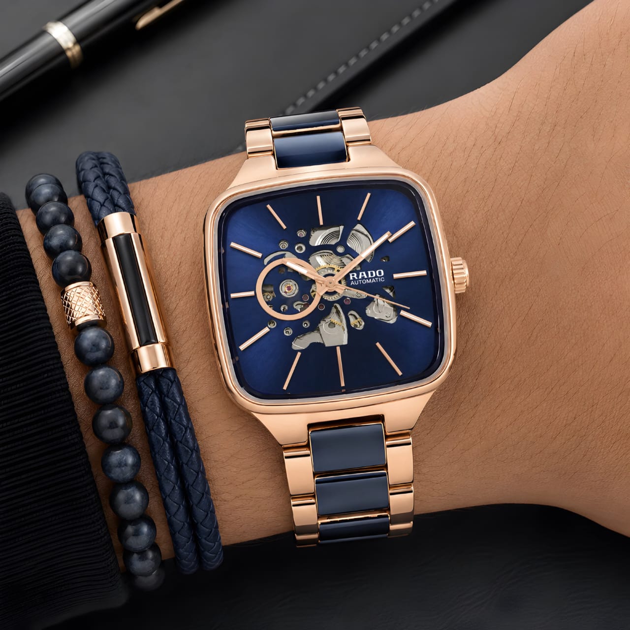 Rado True Square Skeleton Automatic Blue Edition