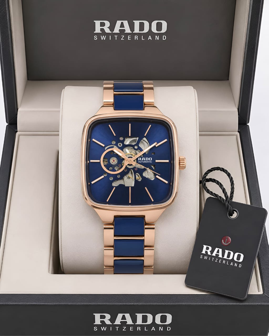 Rado True Square Skeleton Automatic Blue Edition