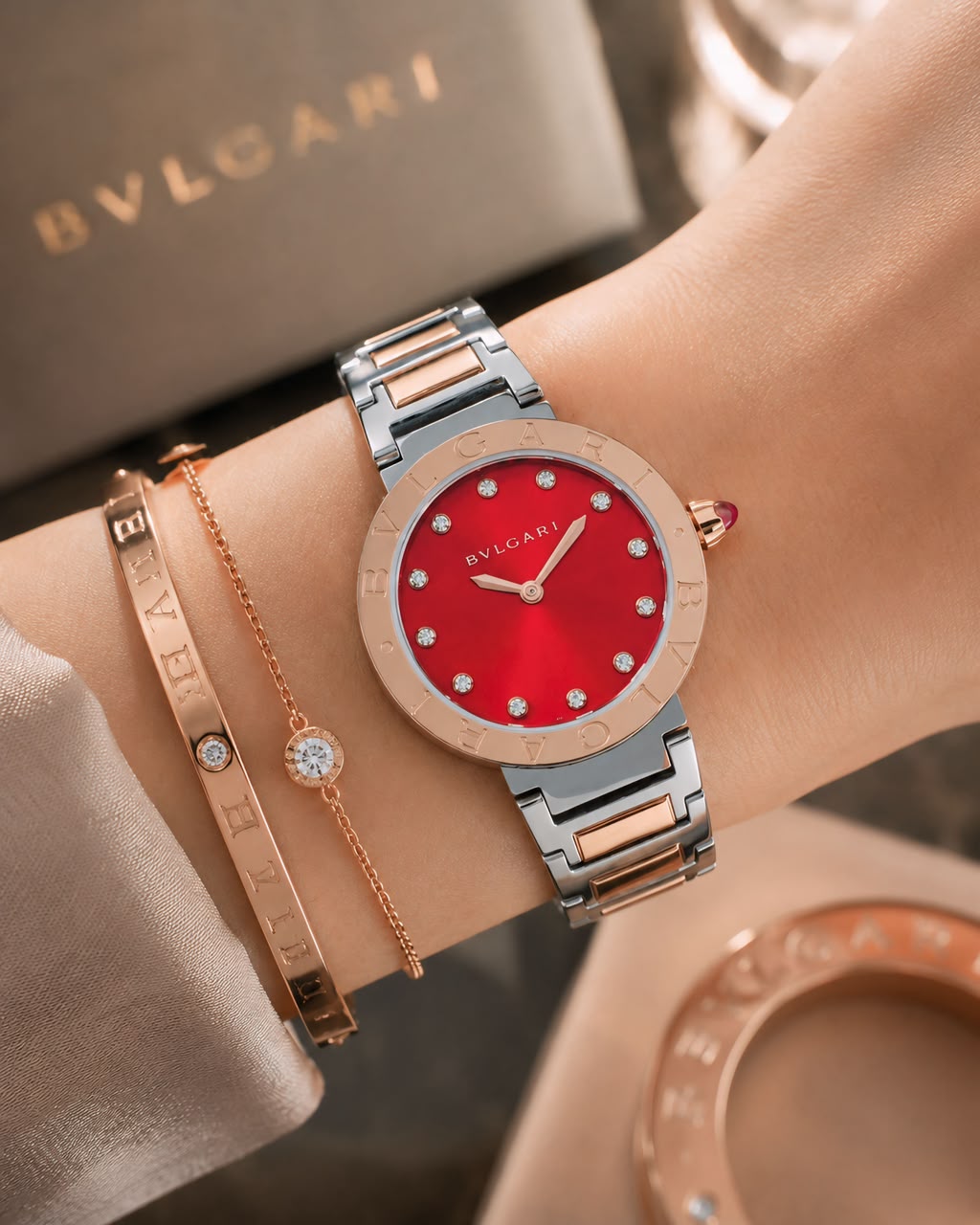 Bvlgari Red Mother of Pearl Diamond Dial
