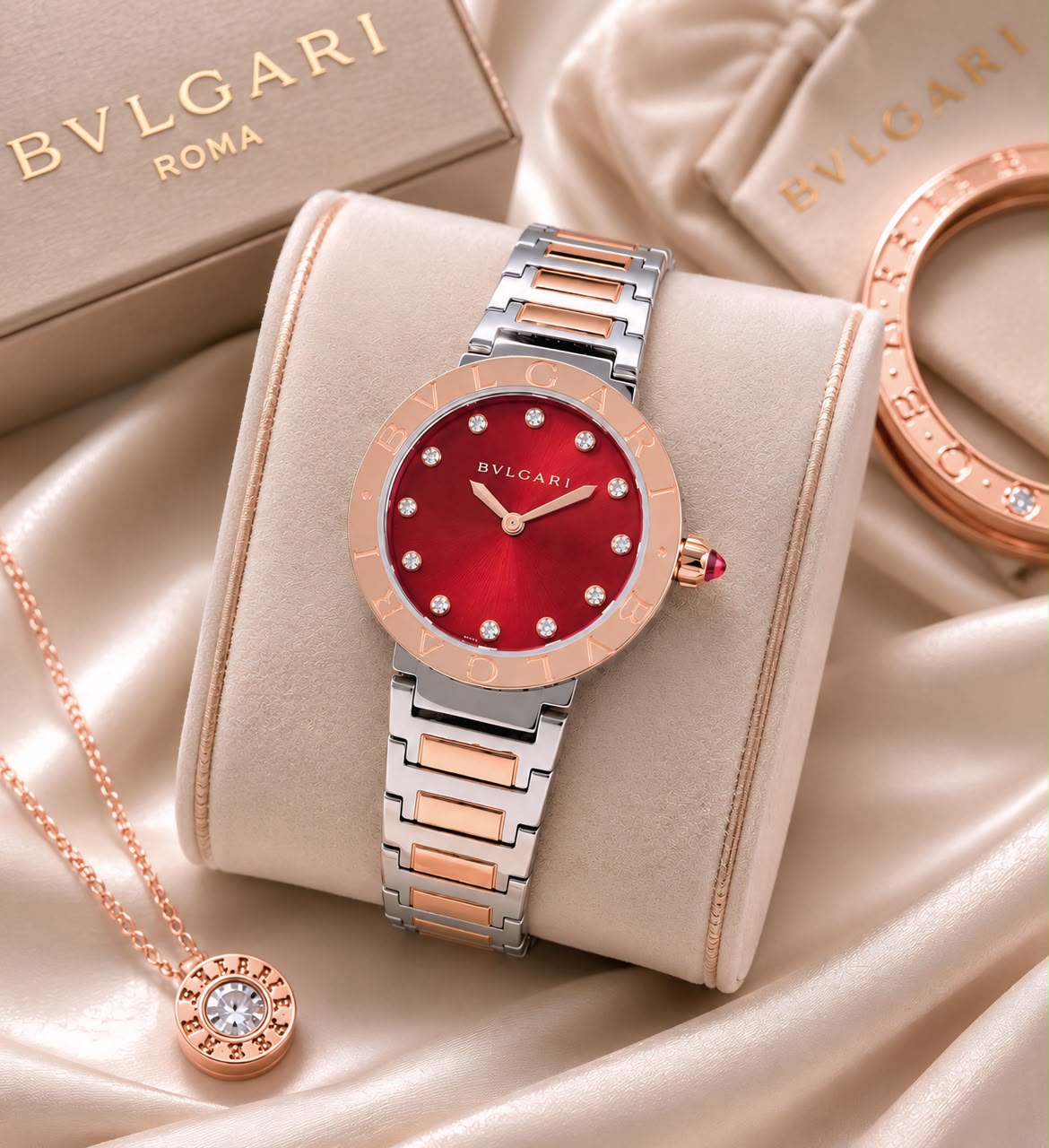 Bvlgari Red Mother of Pearl Diamond Dial