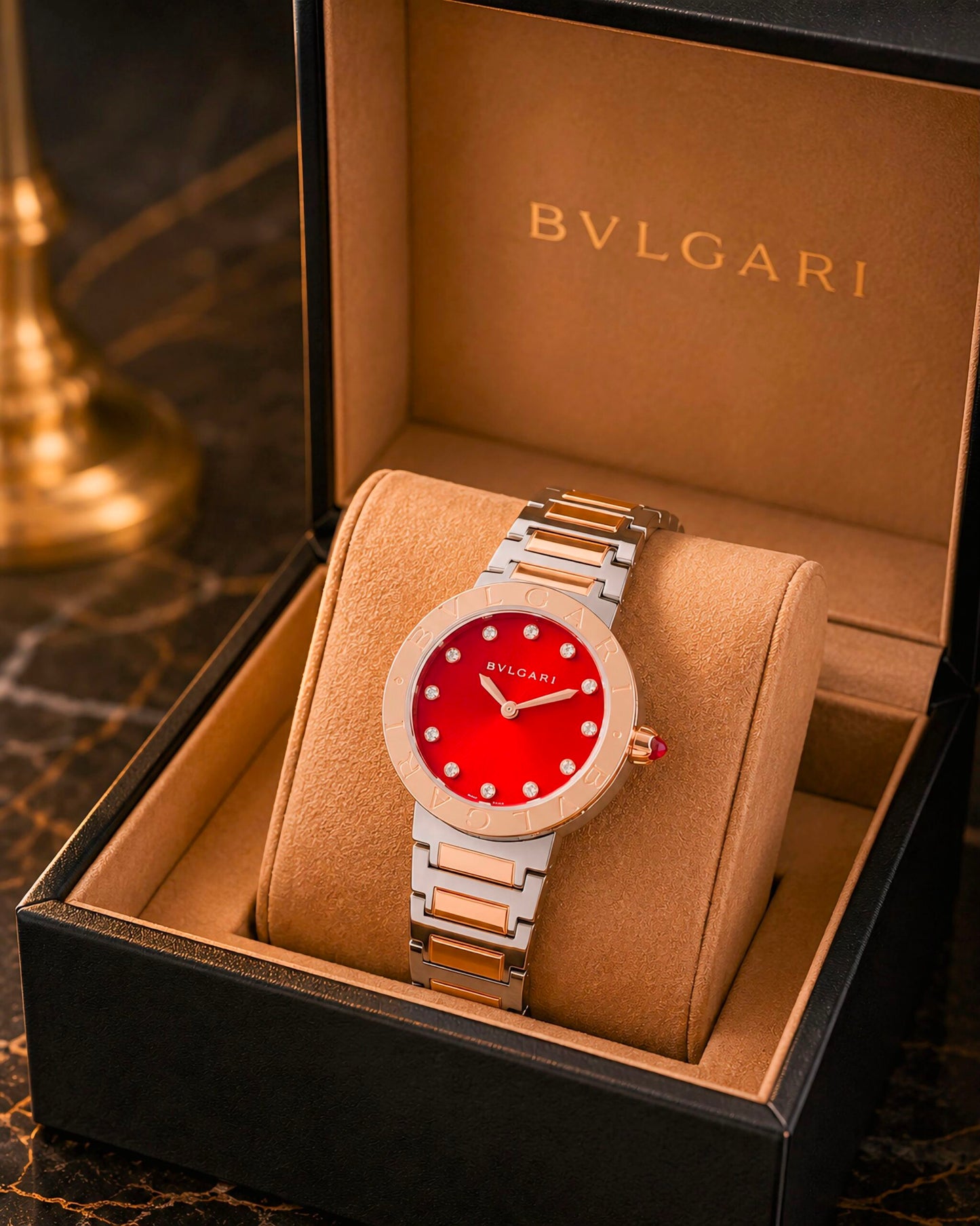 Bvlgari Red Mother of Pearl Diamond Dial