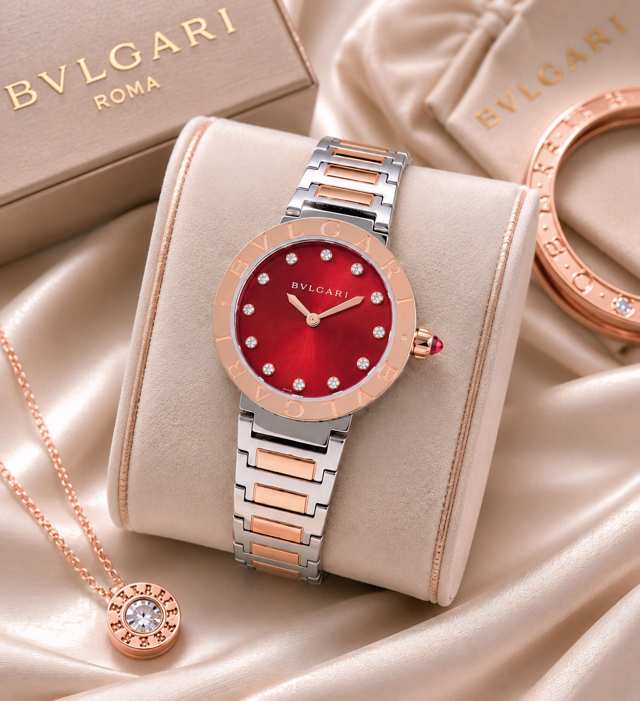 Bvlgari Red Mother of Pearl Diamond Dial