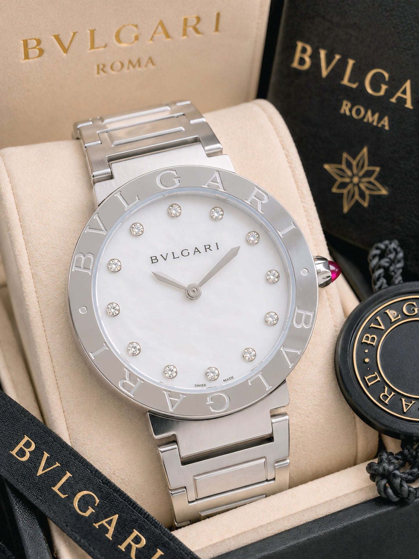 Bvlgari Mother of Pearl Silver Diamond Dial