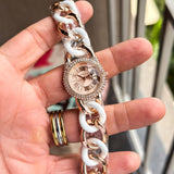 Michael Kors Parker White &amp; Rose Gold Quartz