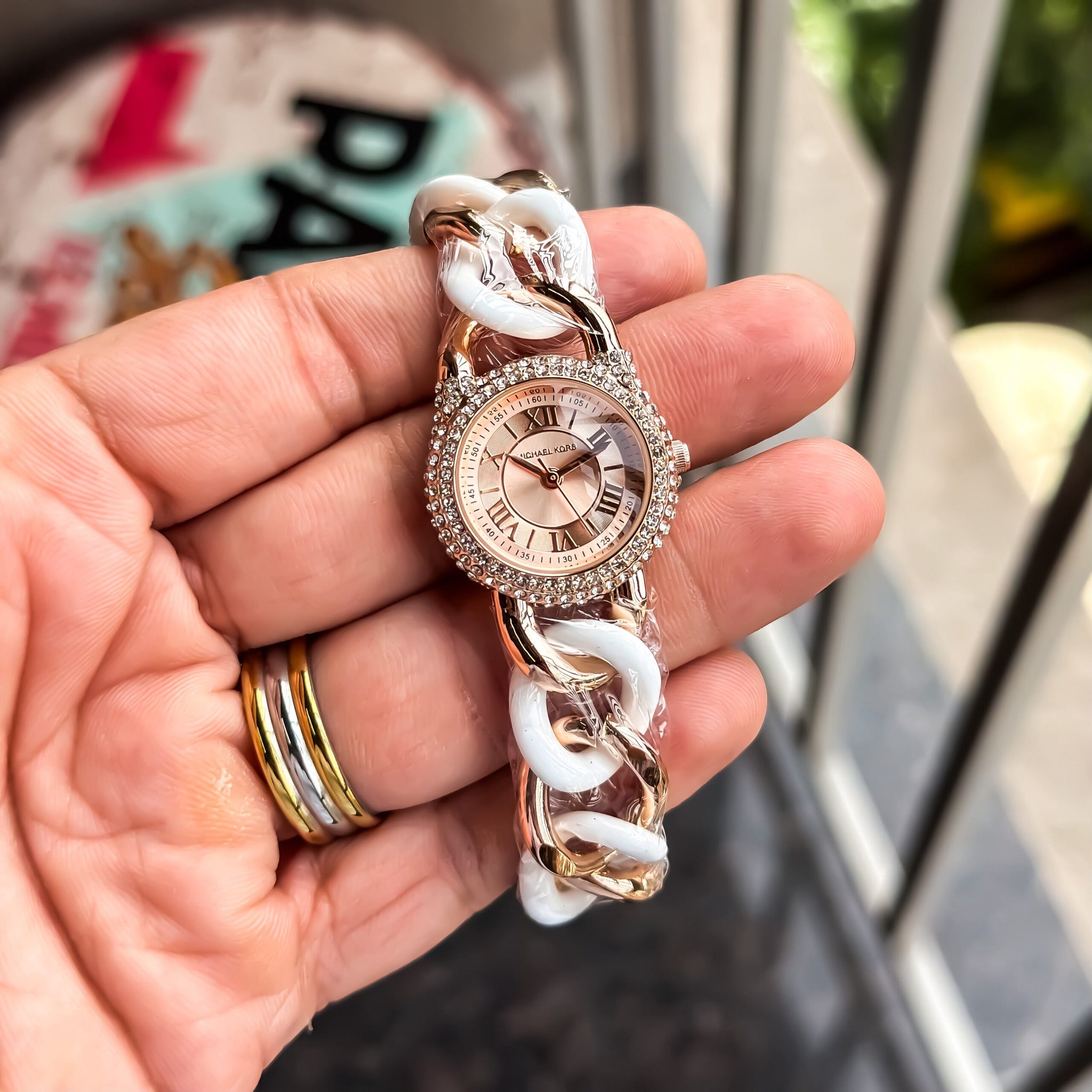Michael Kors Parker White &amp; Rose Gold Quartz