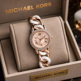 Michael Kors Parker White &amp; Rose Gold Quartz