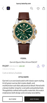Fossil Garrett FS6147 Green Dial