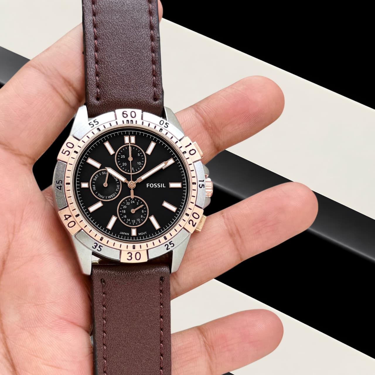 Fossil Garrett Black Dial Chronograph