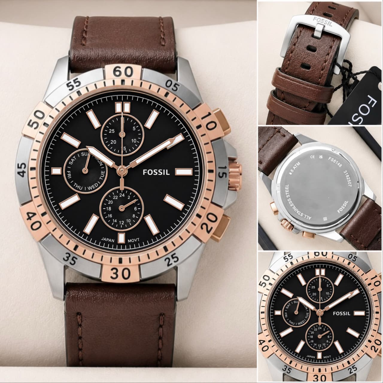 Fossil Garrett Black Dial Chronograph