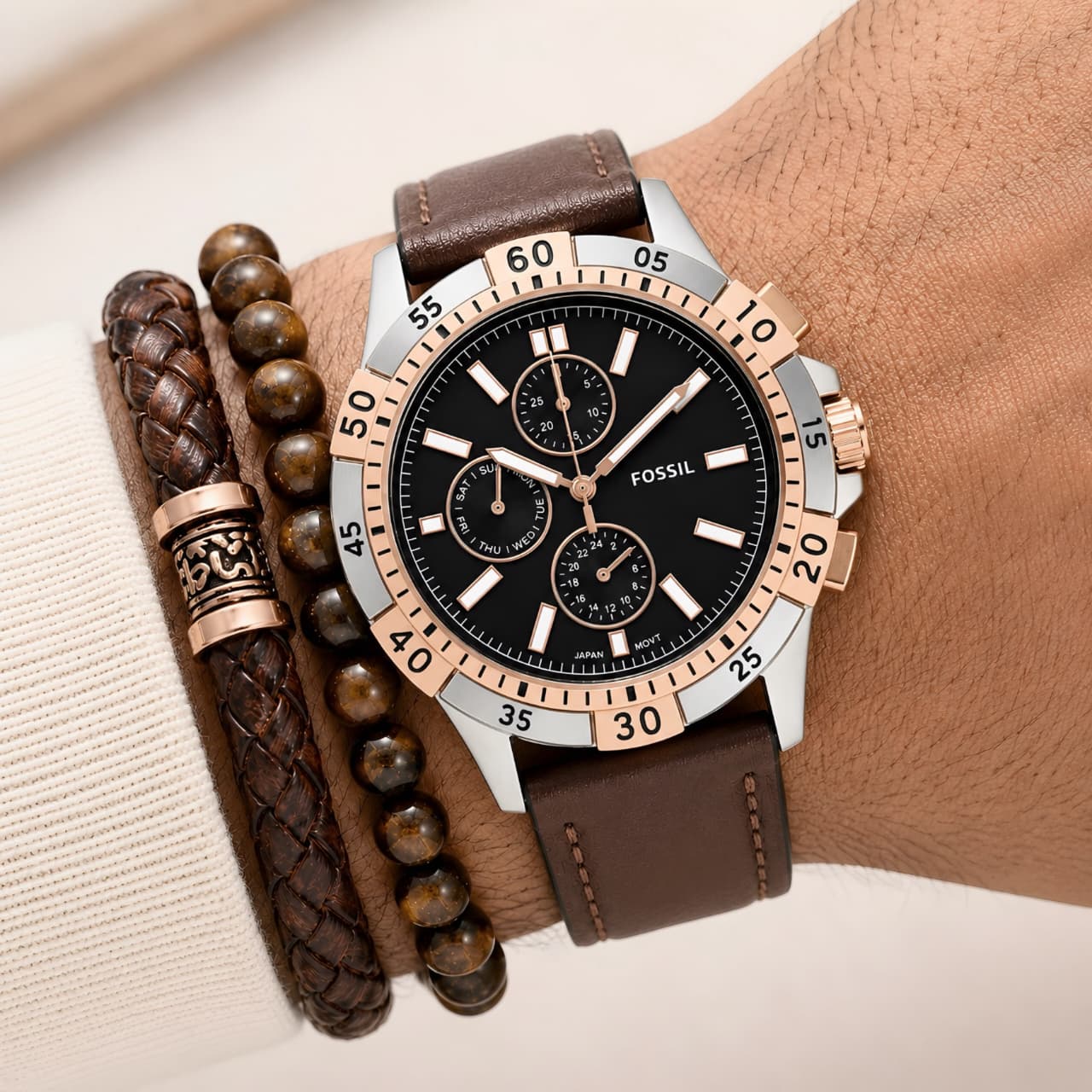 Fossil Garrett Black Dial Chronograph
