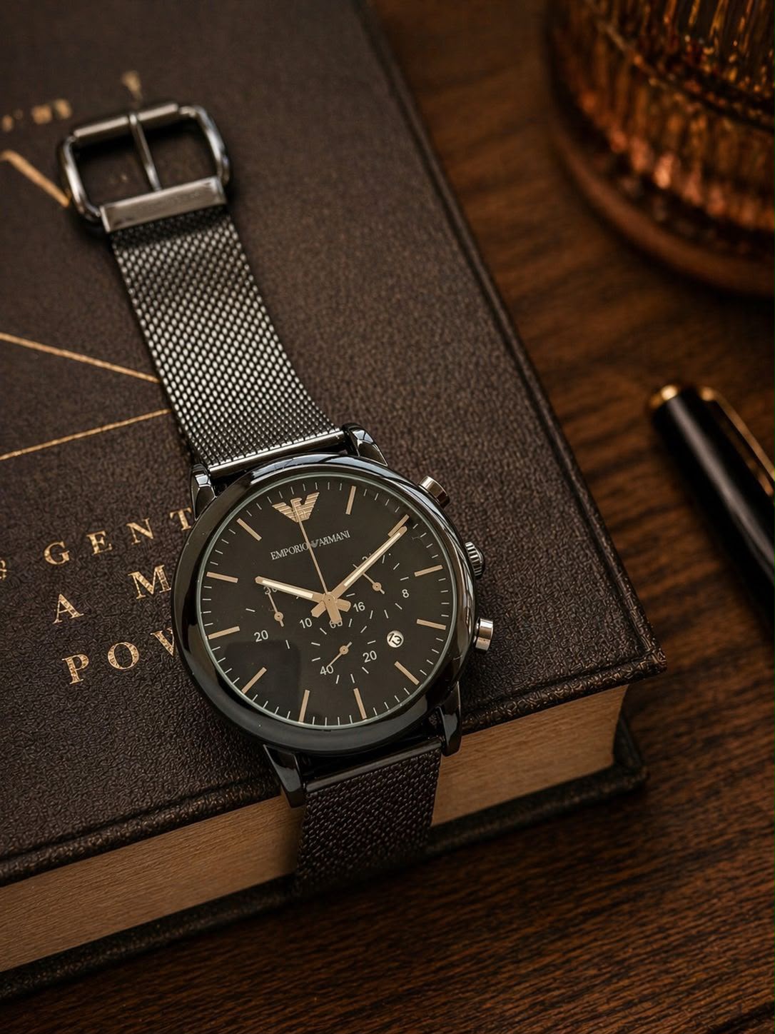 Emporio Armani Slim Black Chronograph