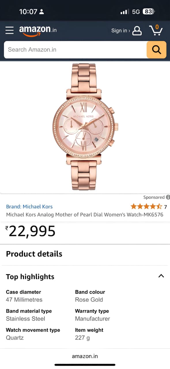 Michael Kors Sofie 38mm Rose Gold Quartz