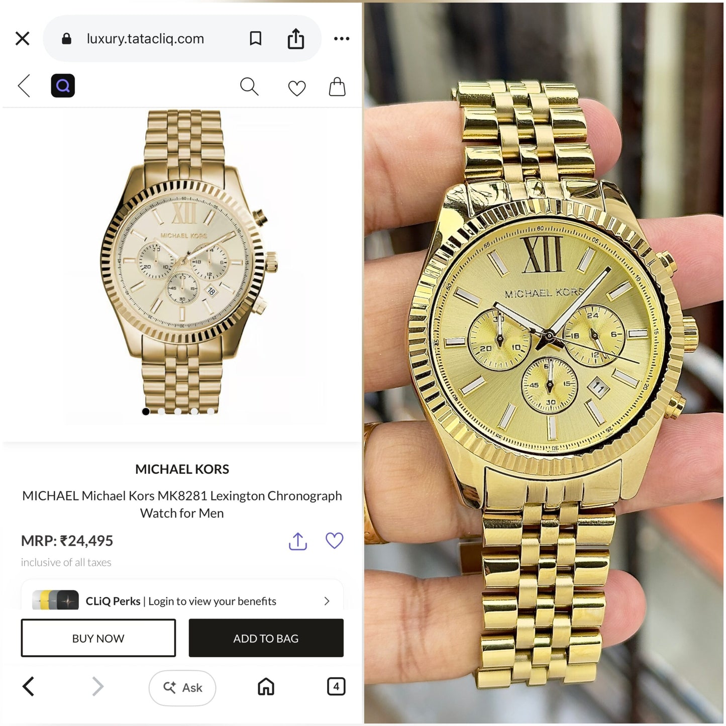 Michael Kors Lexington Chronograph Gold