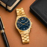 Emporio Armani Gold Chronograph Blue Dial