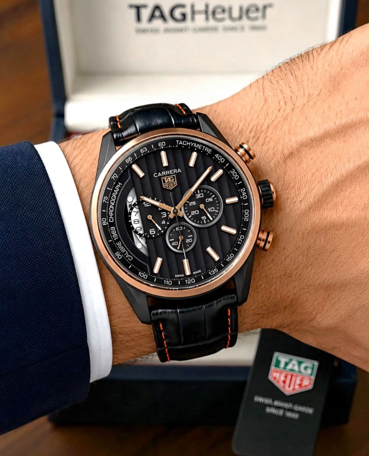 Tag Heuer Carrera Chronograph Black Brushed Dial