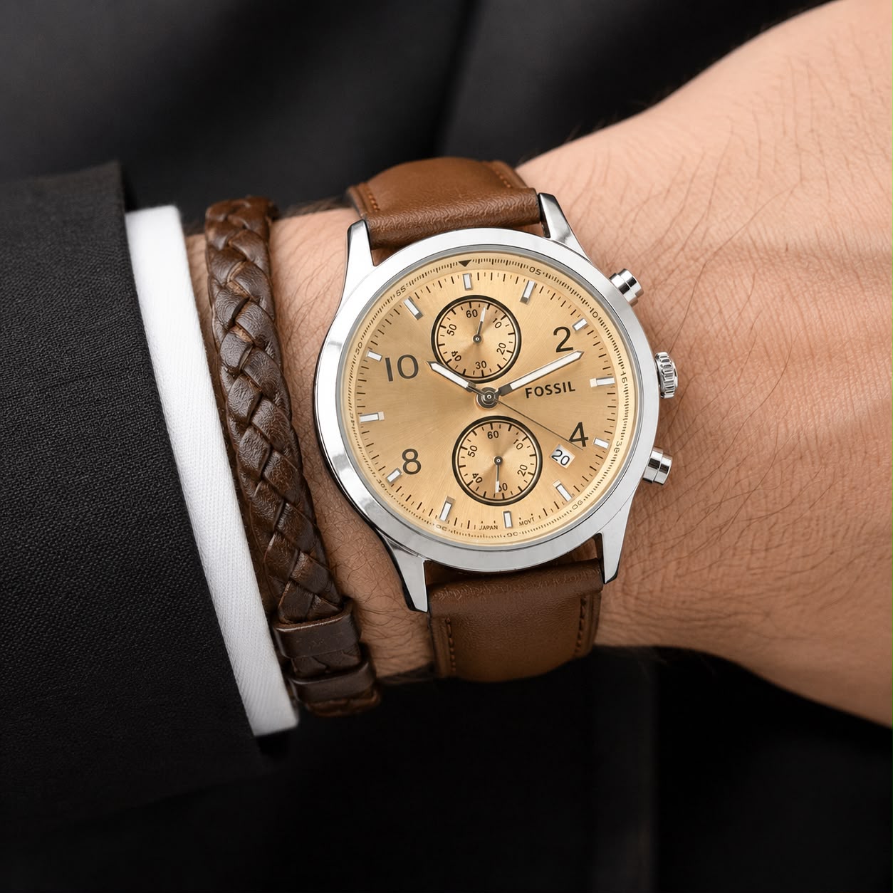 Fossil Chronograph Champagne Gold Dial
