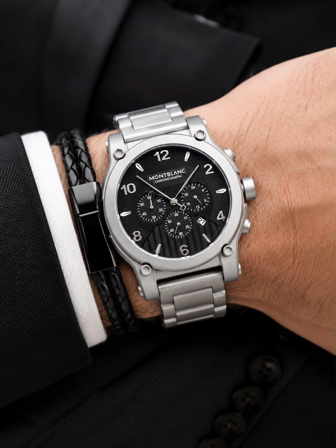 Montblanc Chronograph Black Textured Dial