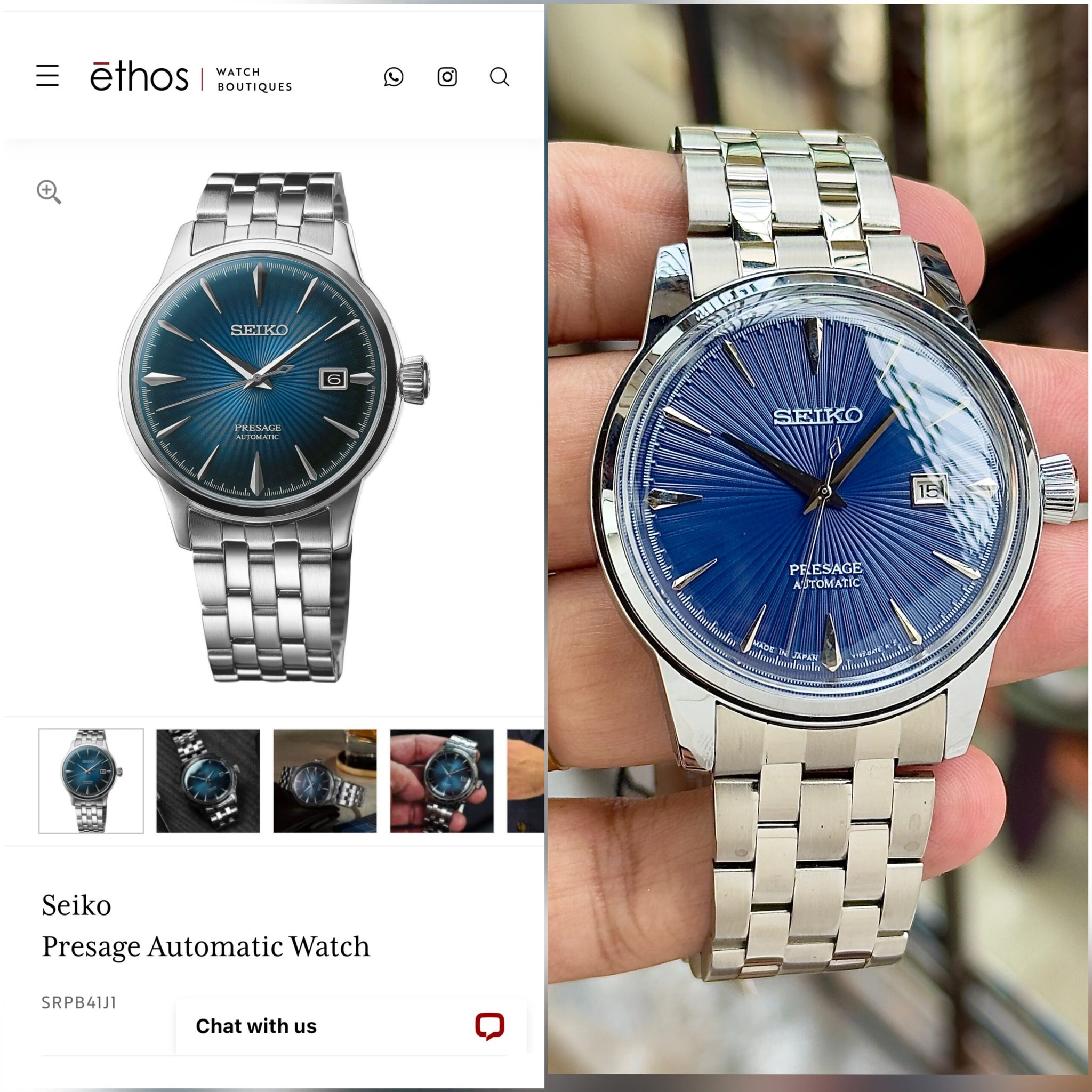 Seiko Presage Automatic Blue Sunburst Dial
