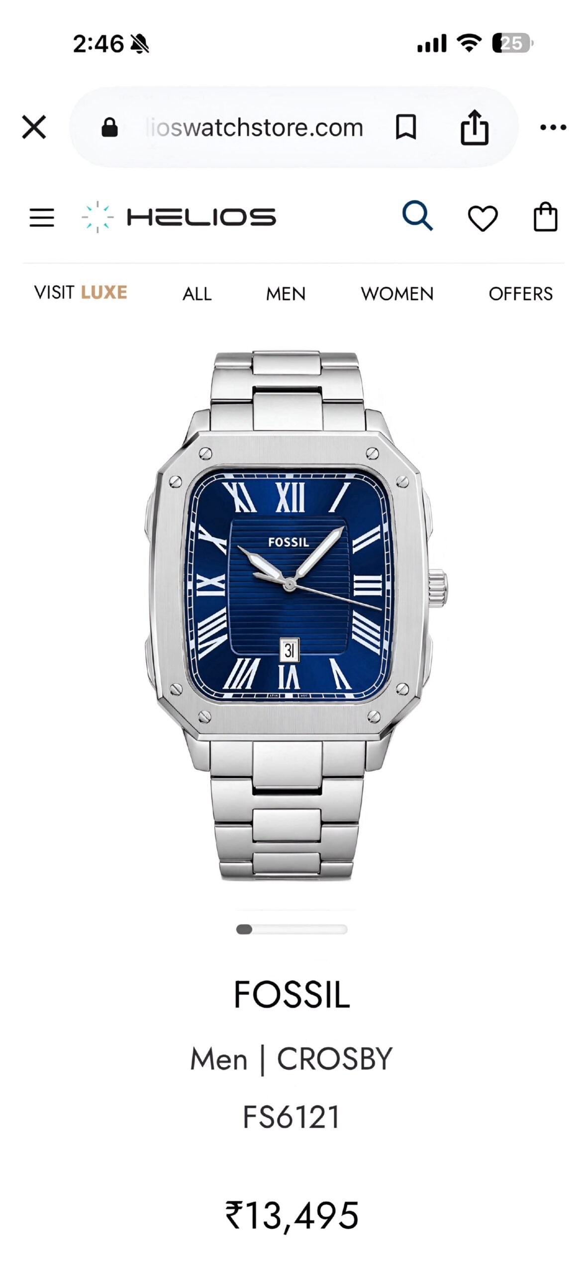 Fossil Square Classic Blue Dial