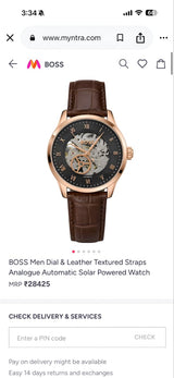Boss Automatic Black Textured Dial Skeleton