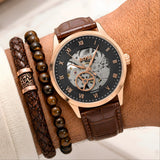 Boss Automatic Black Textured Dial Skeleton