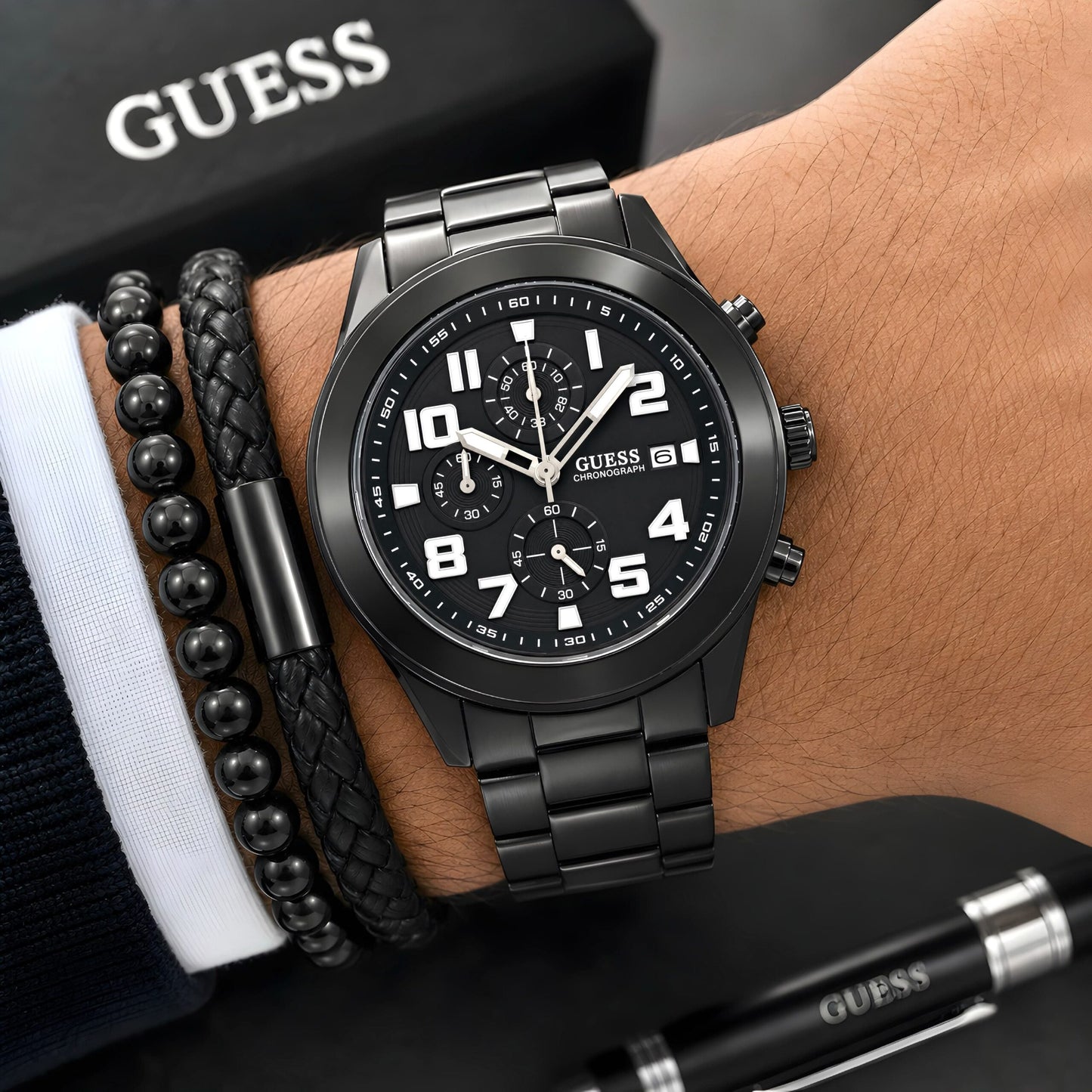 Guess Black Sunray Dial Chronograph