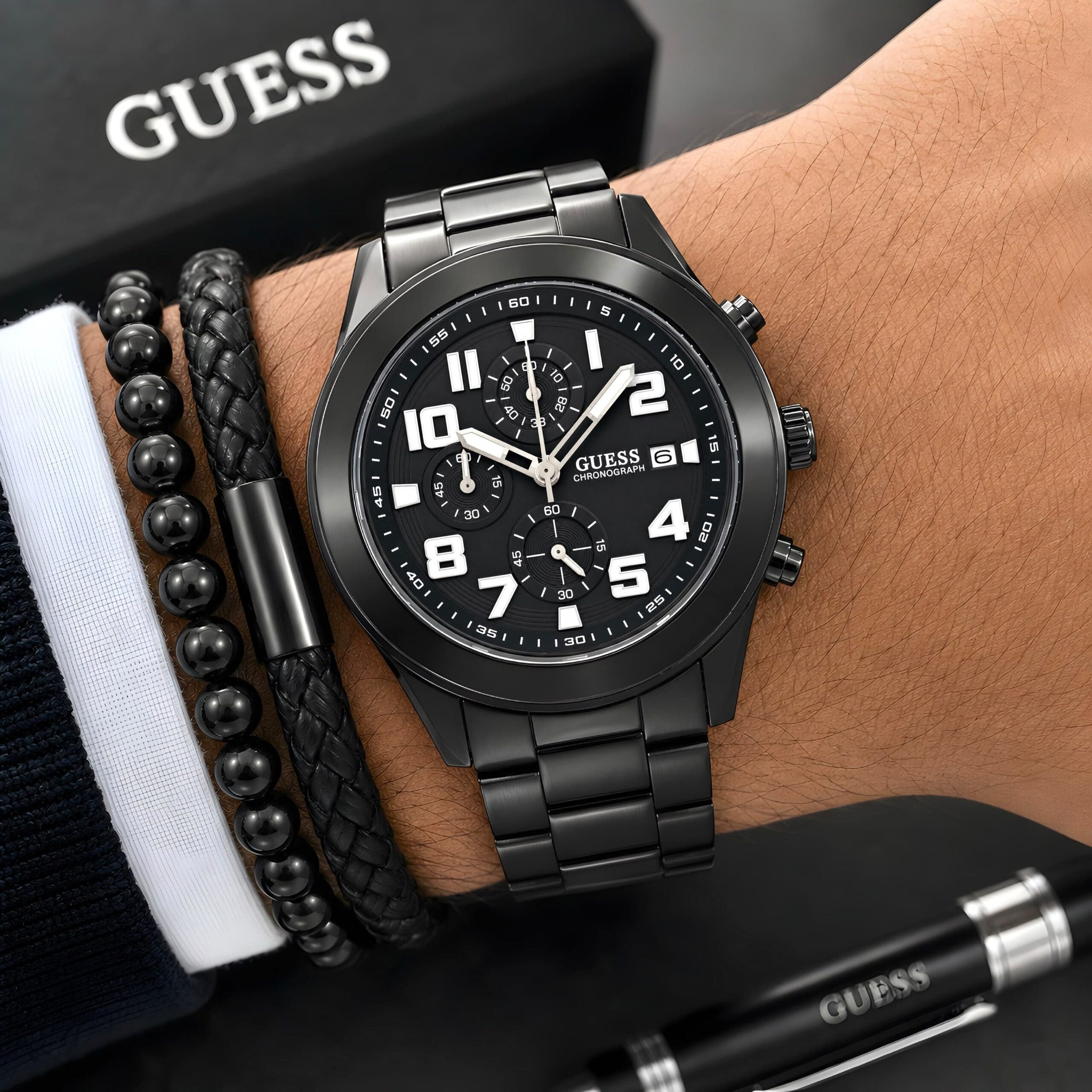 Guess Black Sunray Dial Chronograph