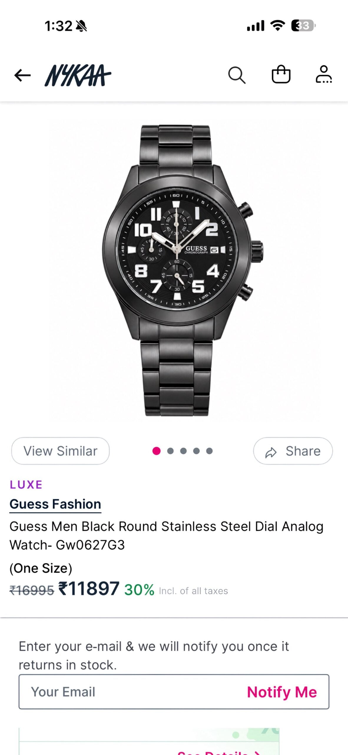 Guess Black Sunray Dial Chronograph