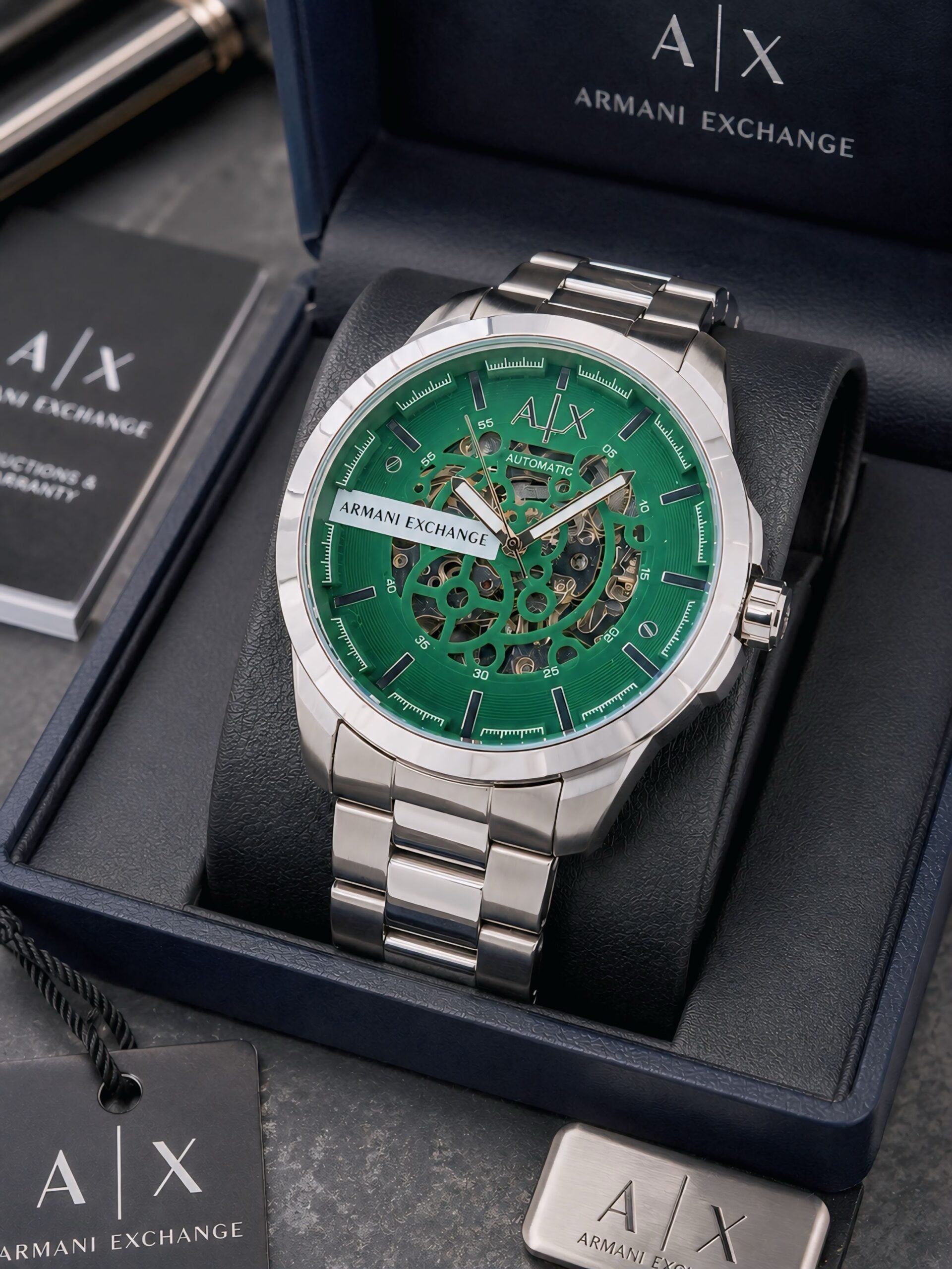 Armani Exchange Automatic Green Skeleton Dial
