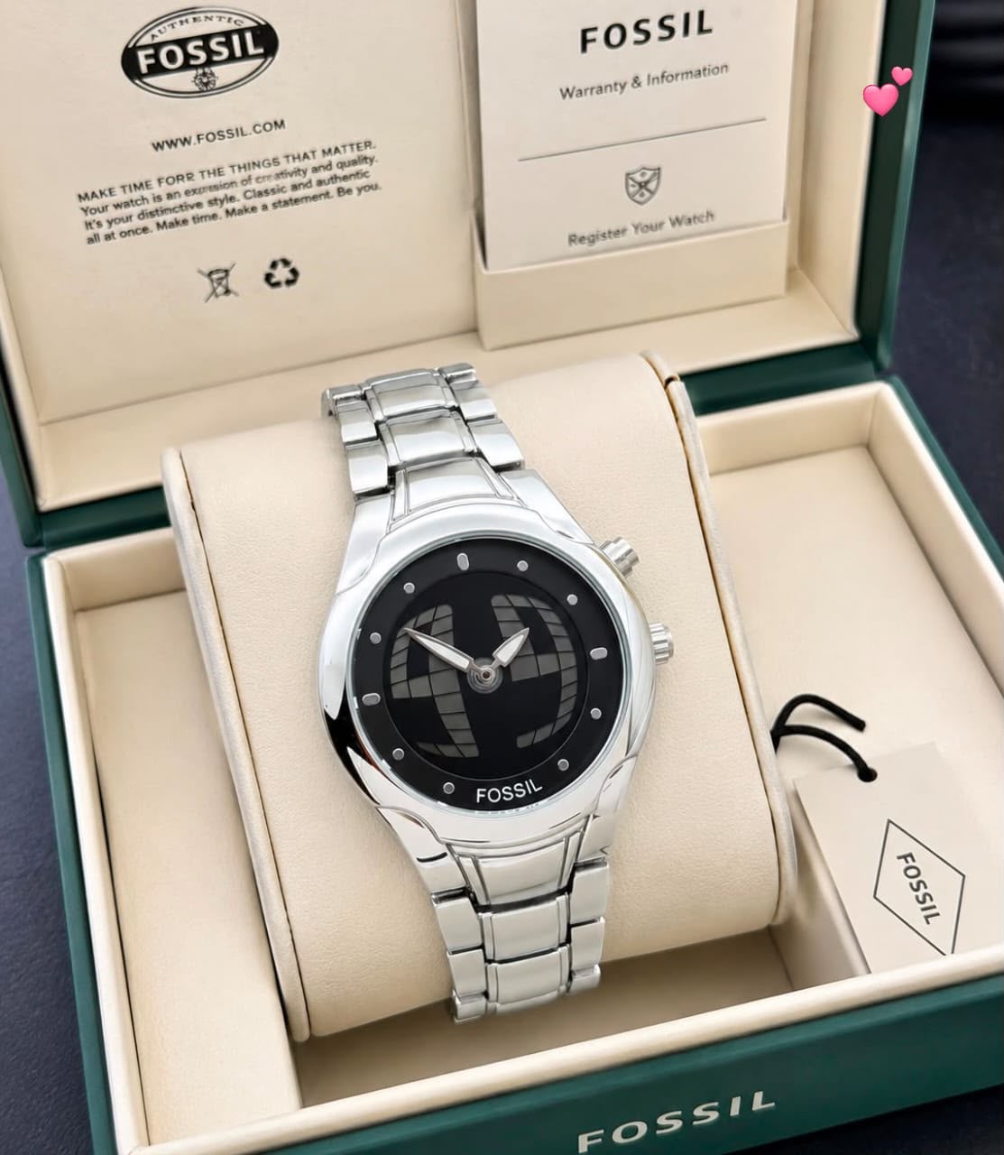 Fossil Digital Silver Black Dial