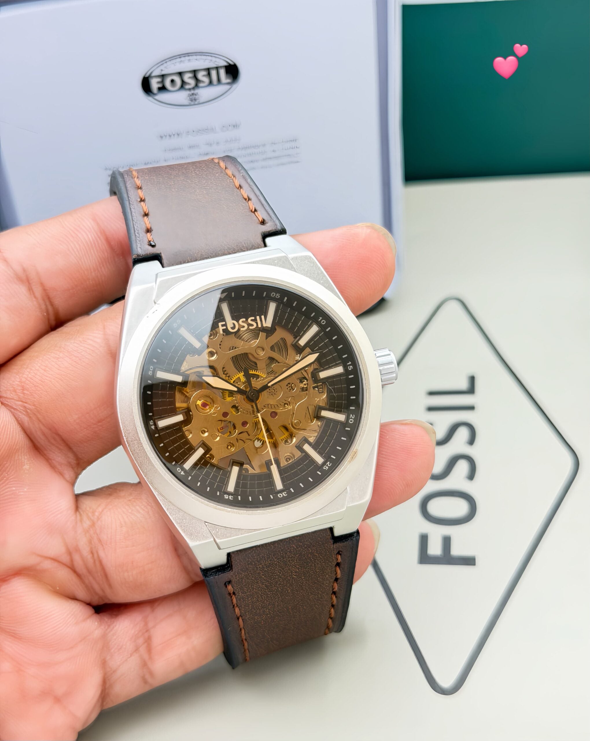 Fossil Automatic Brown White Dial