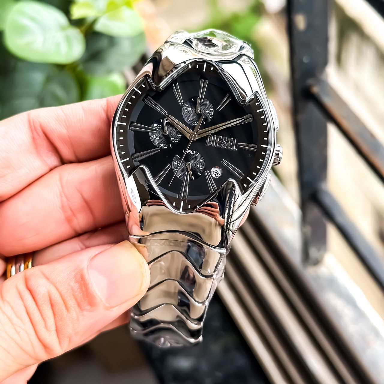 Diesel Silver Black Tone Chronograph