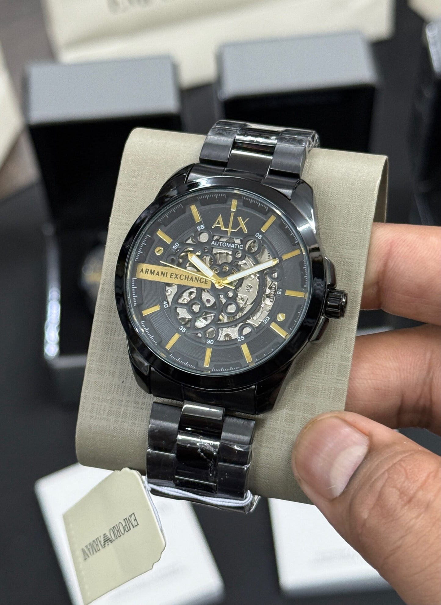 Armani Exchange Modern Automatic Black Skeleton