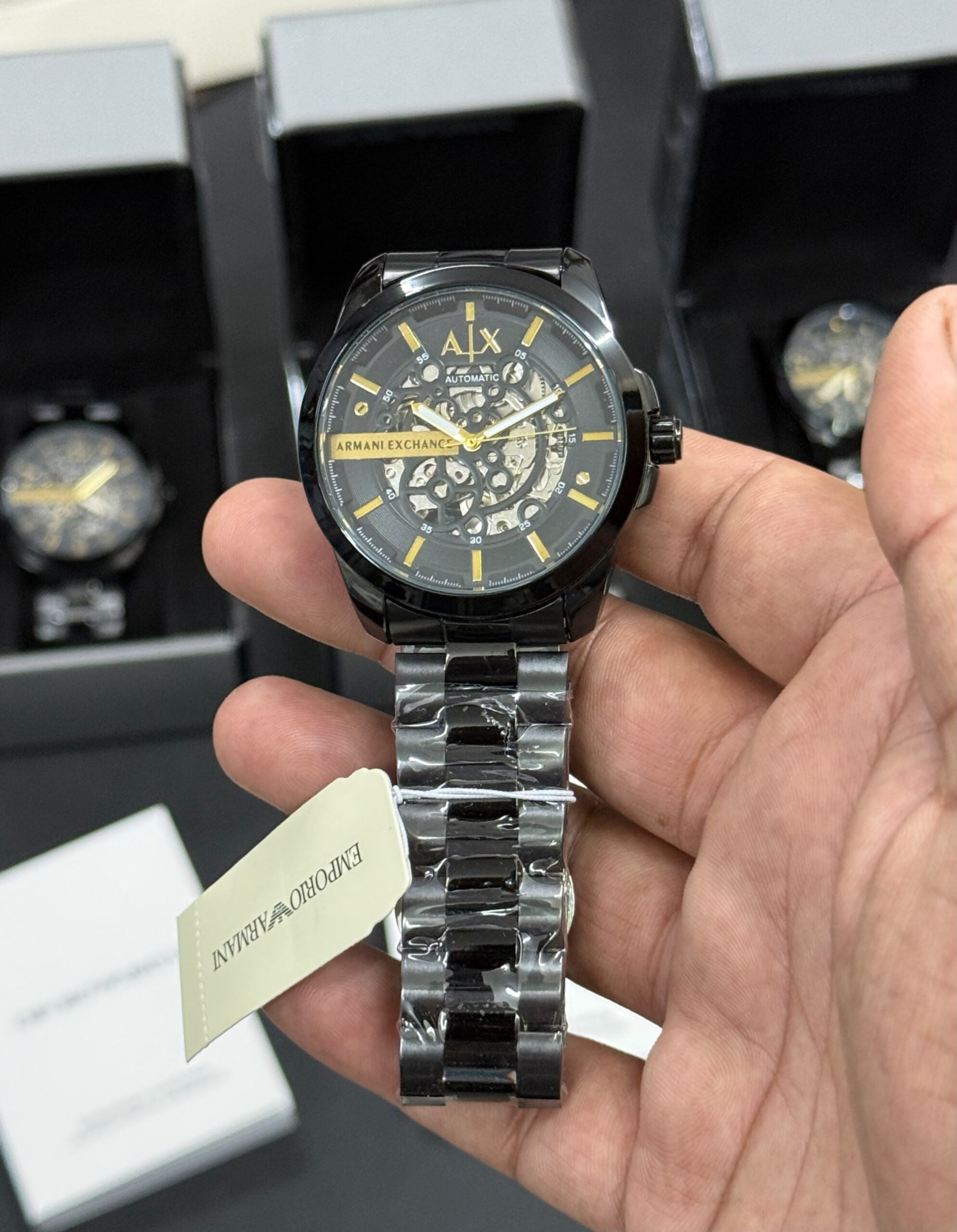 Armani Exchange Modern Automatic Black Skeleton