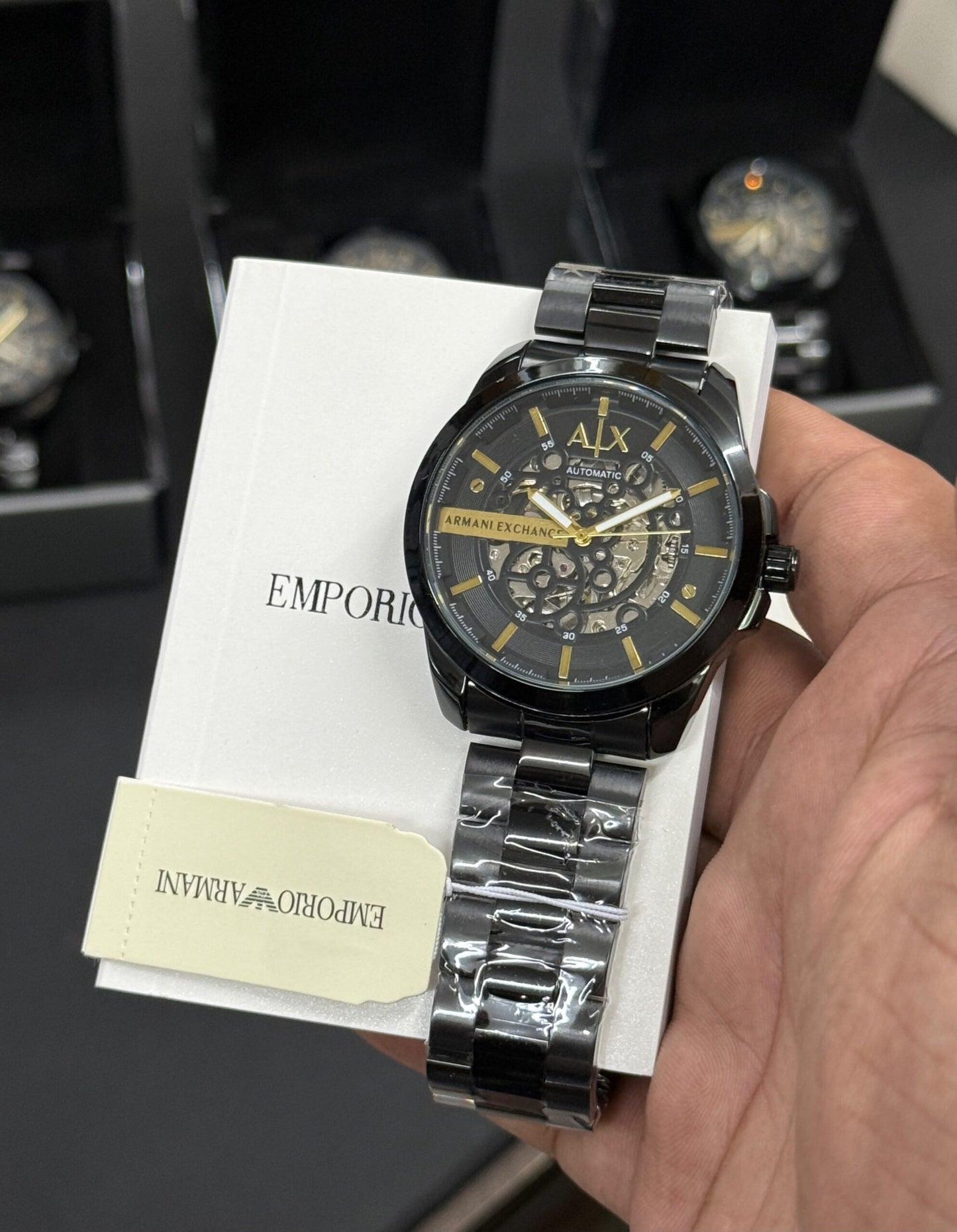 Armani Exchange Modern Automatic Black Skeleton