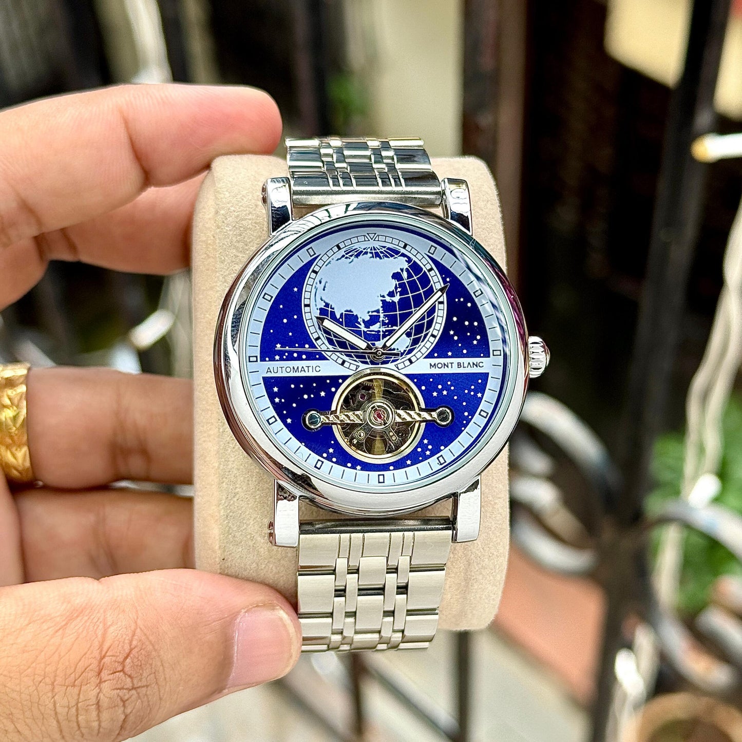 Montblanc Heritage World Map Automatic Blue Dial